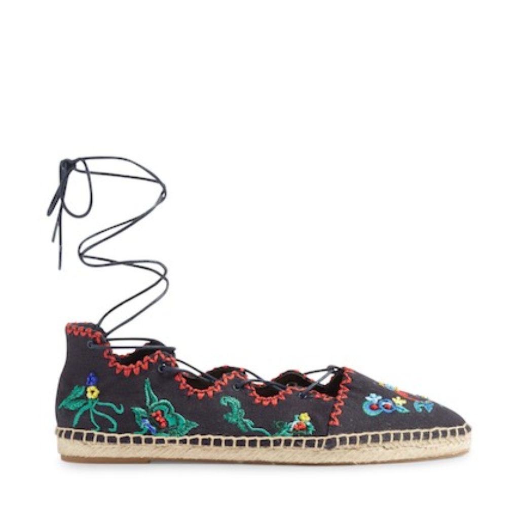 Nwb Tory Burch Leather Lining Embroidered Flat